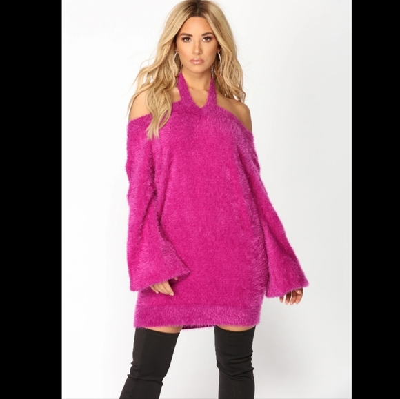 Sexy Cute Lilac Fuzzy Long Sleeve Halter Sweater New w/ Tags - Size M/L - Picture 16 of 16